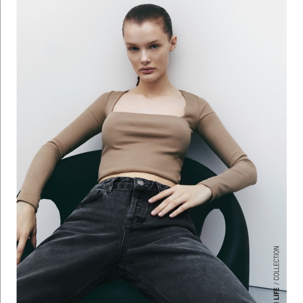 zara square neck shirt